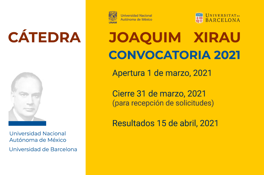 CONVOCATORIA CÁTEDRA JOAQUIM XIRAU 2021