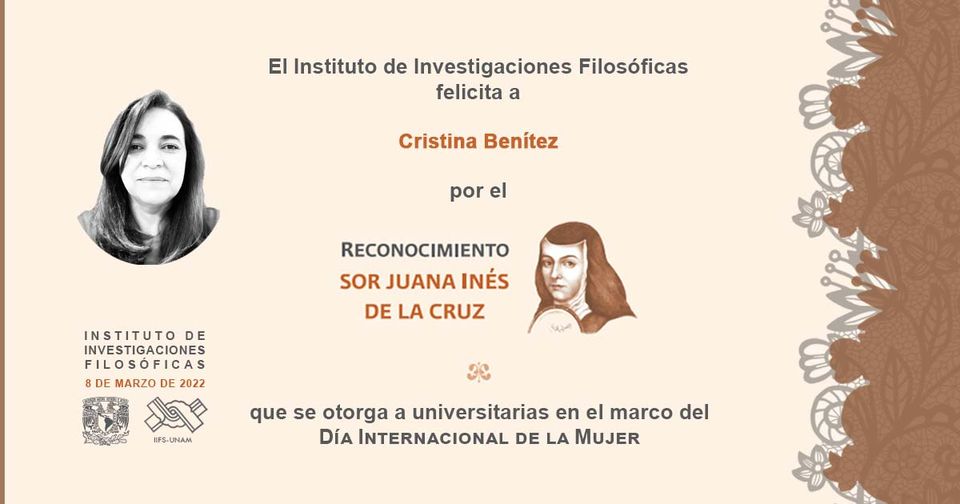 Reconocimiento Sor Juana Inés de la Cruz 2022, Cristina Benitez