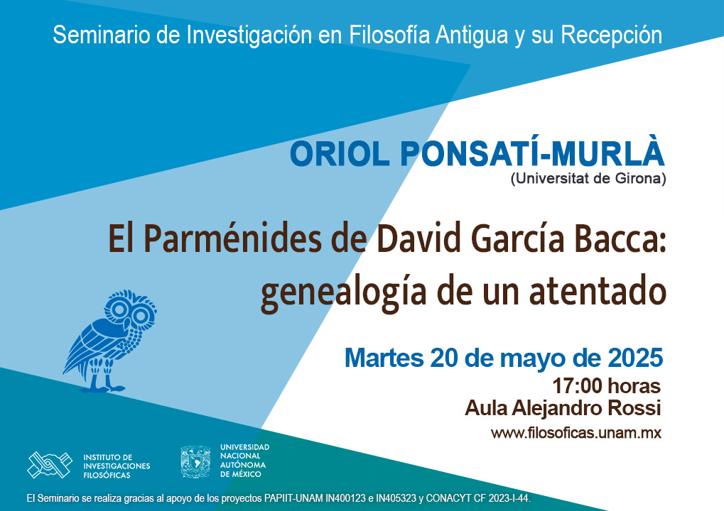 ORIOL PONSATÍ-MURLÀ El Parménides de David García Bacca: genealogía de un atentado
