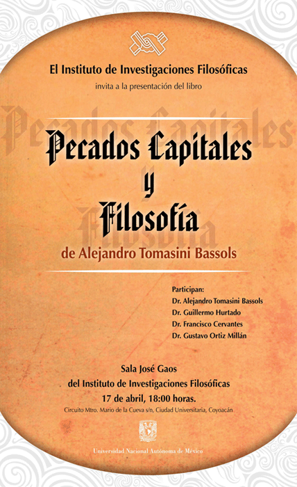 Presentación del libro: Pecados Capitales y Filosofía