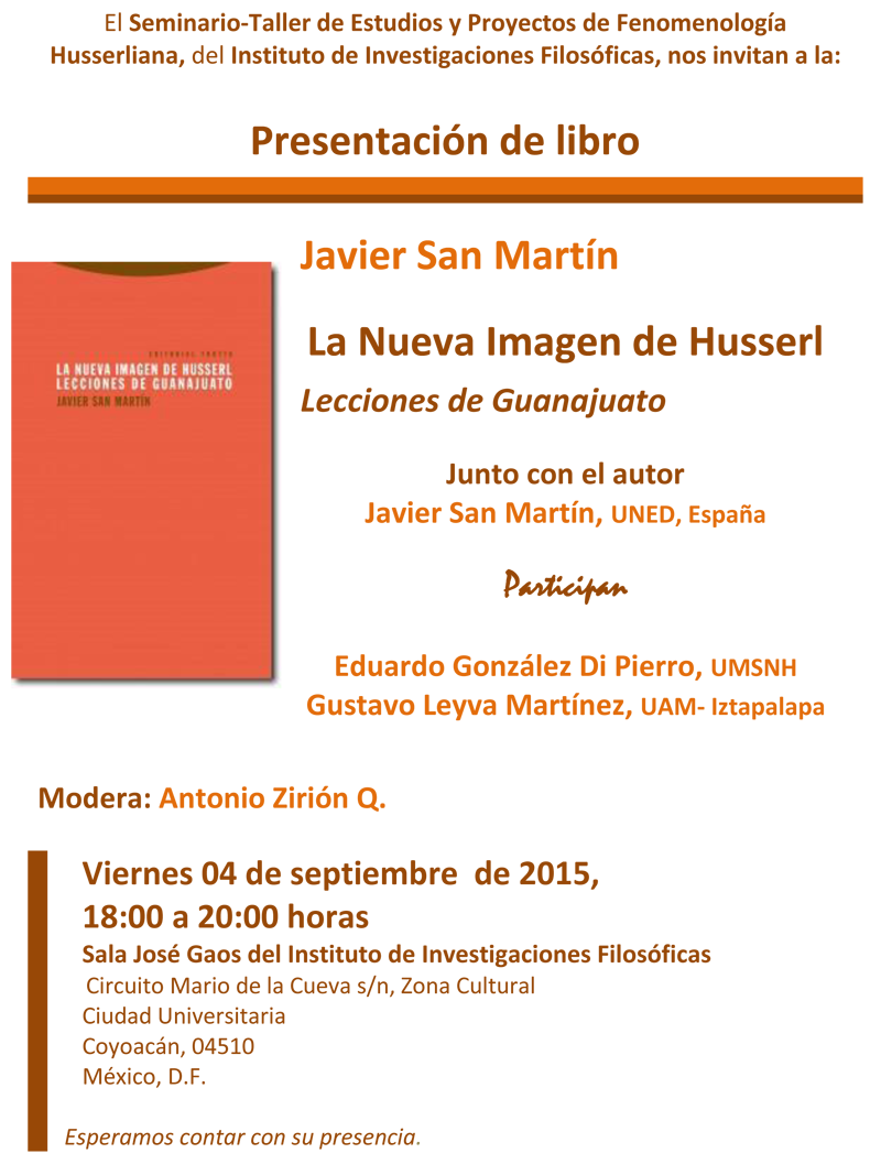 Presentación de libro Javier San Martín La Nueva Imagen de Husser