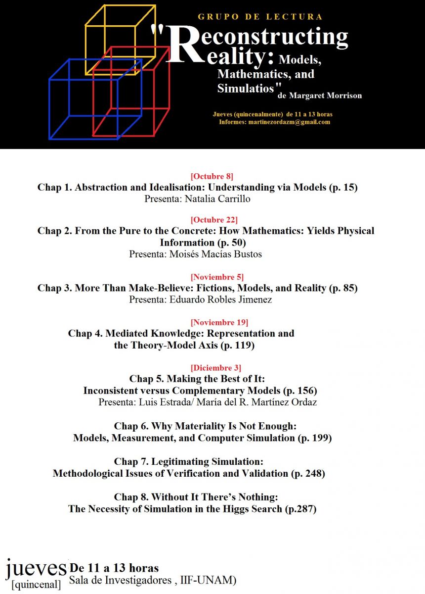 Grupo de lectura jueves quincenalmente  Reconstructing Reality: Models, Mathematics and Simulations. Proyecto PAPIIT de Luis Estrada