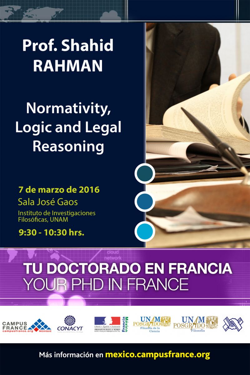 Conferencia Conferencia: Normativity, Logic and Legal Reasoning, Dr. Shahid Rahman, de la Universidad de Lille