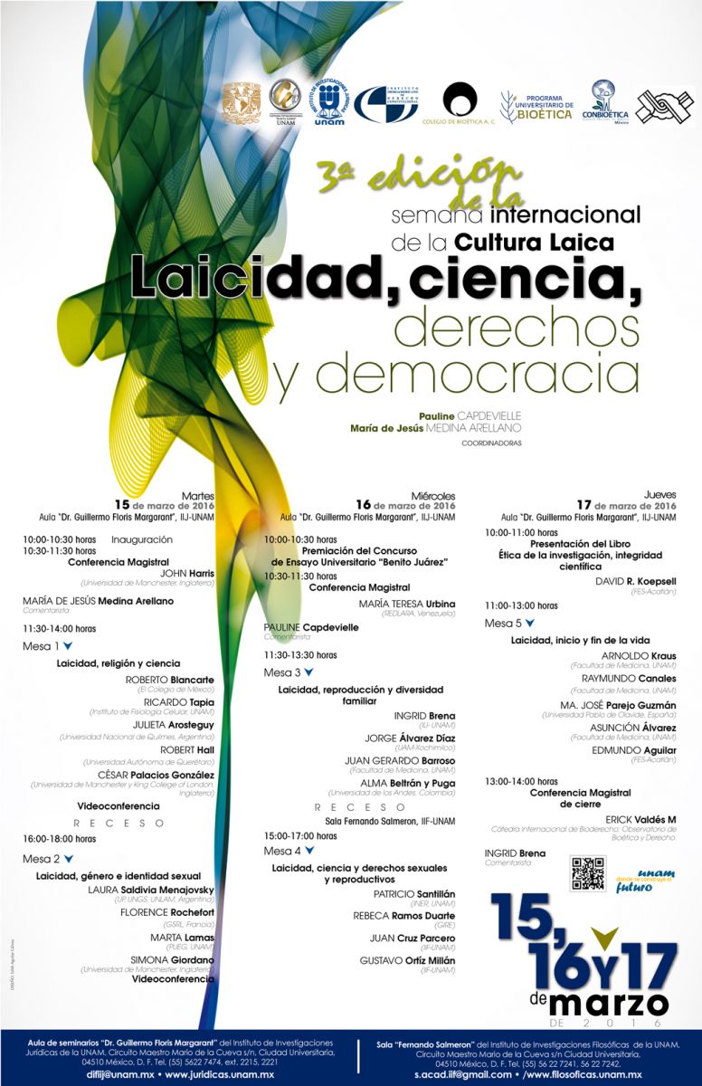 3a Semana Internacional de la Cultura Laica: Laicidad, Ciencia, Derecho y Democracia